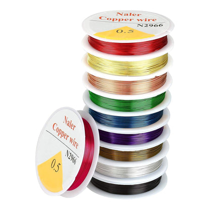 Kupferdraht Set 10 Farben – Schmuckdraht 0,5 mm für Basteln