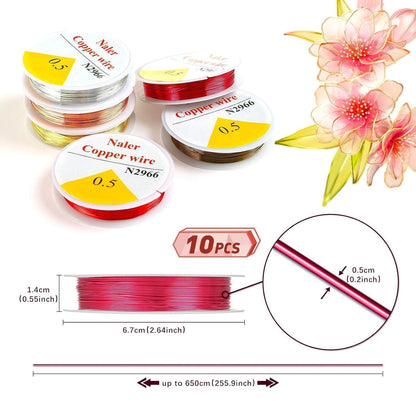 Kupferdraht Set 10 Farben – Schmuckdraht 0,5 mm für Basteln