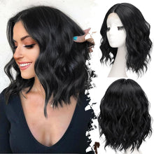 Kurze gewellte schwarze Damenperücke Bob für Cosplay & Party