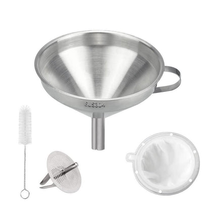 Edelstahl Trichter Set mit Filter & Henkel – Für Küche & Marmelade