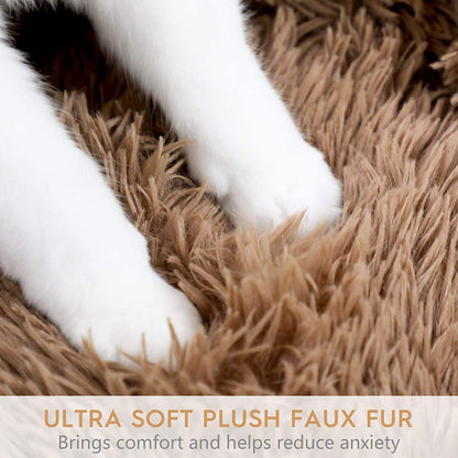 Hundebett Donut Plüsch Grau Ø 120cm – Bequemes Katzenbett