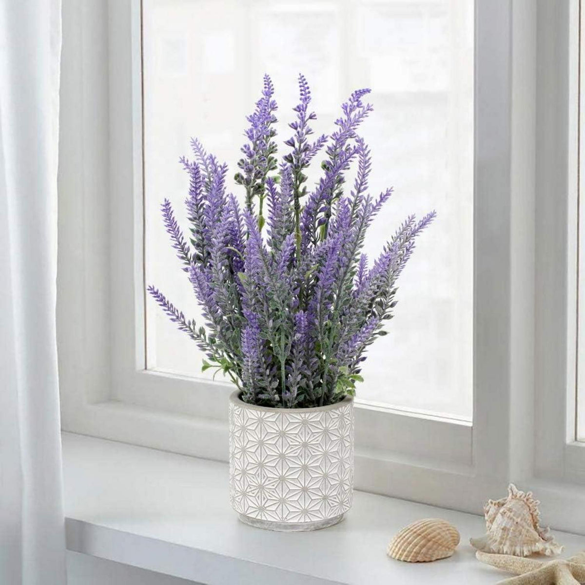 Künstliche Lavendel Blumen Kunstpflanze im Zementtopf indoor/outdoor