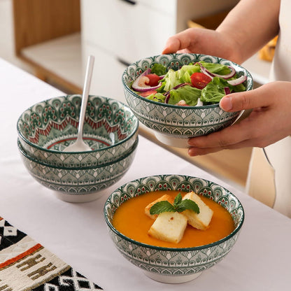 Müslischalen 4er Set Porzellan Grün, 650ml, Böhmischer Stil