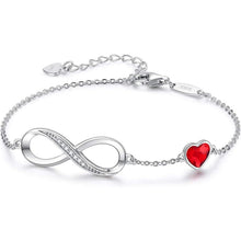 Unendlichkeitsarmband Damen 925 Silber Herz Kristall Armkette