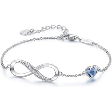 Unendlichkeitsarmband Damen 925 Silber Herz Kristall Armkette