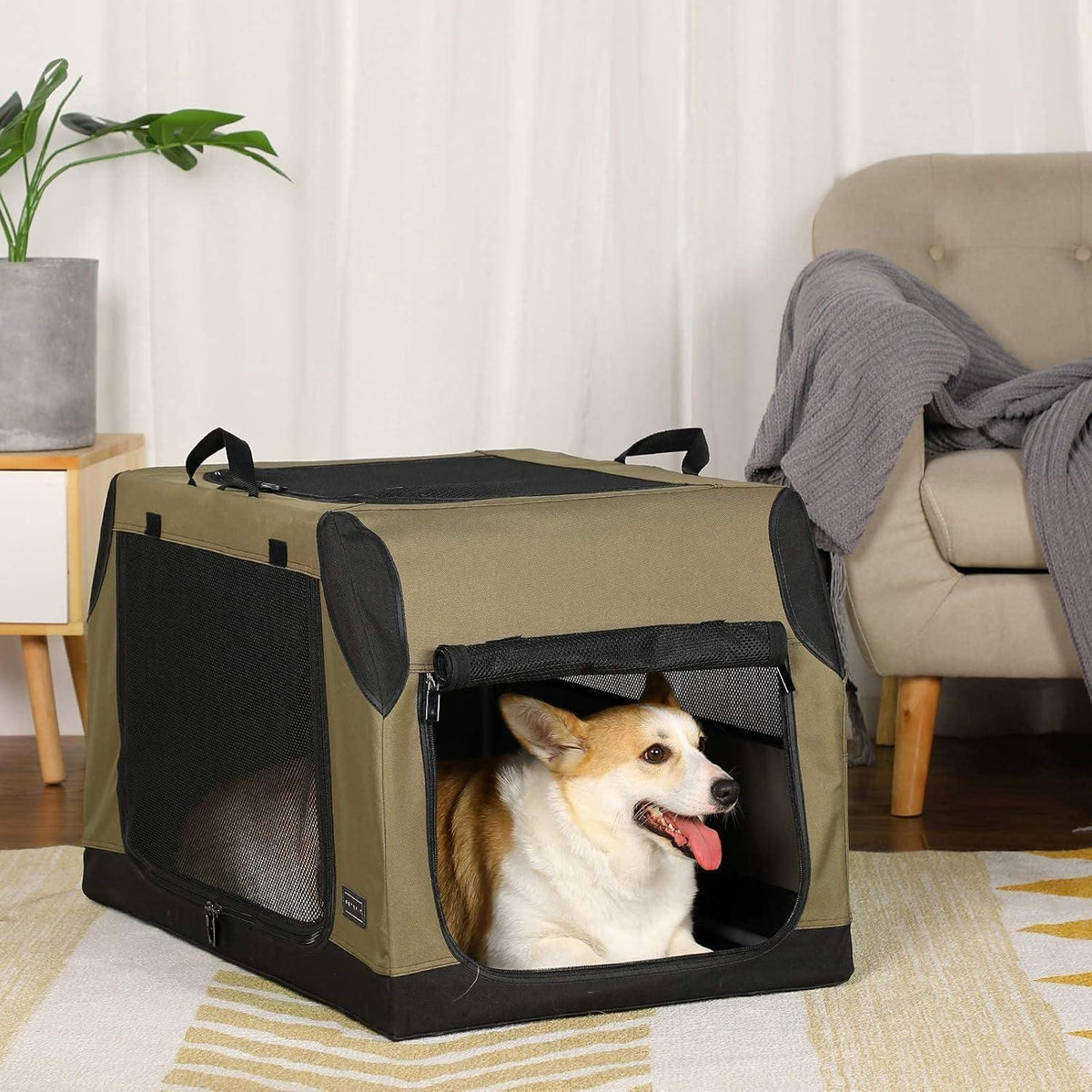 Faltbare Hundebox Auto – Verstellbar & Sicher (Grün M)