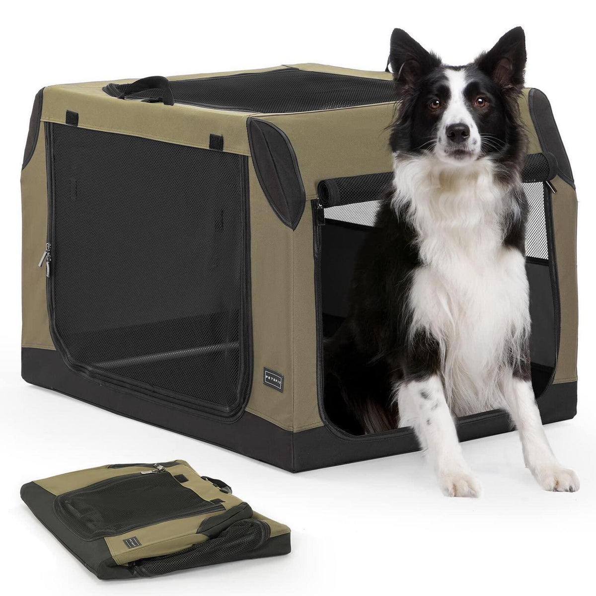 Faltbare Hundebox Auto – Verstellbar & Sicher, Armeegrün