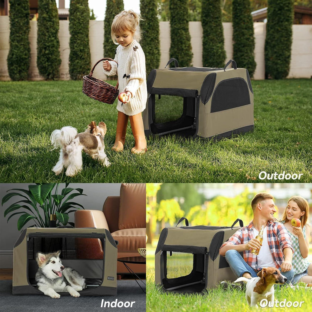Faltbare Hundebox Auto – Verstellbar & Sicher, Armeegrün