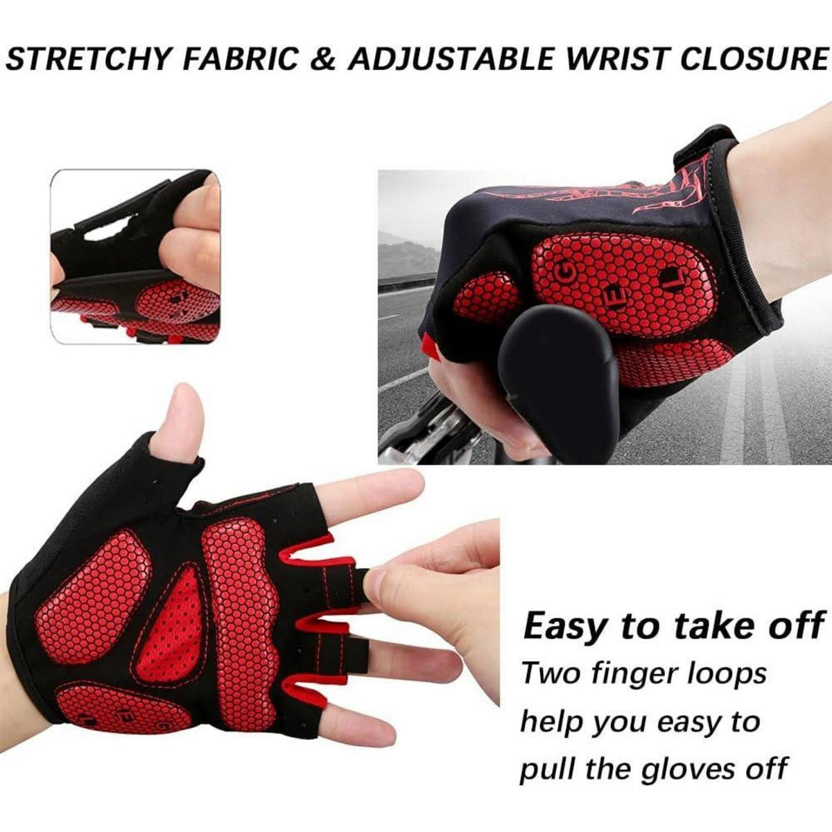 Fahrradhandschuhe Halbfinger Rot M atmungsaktiv Gel-Polster