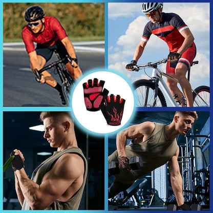 Fahrradhandschuhe Halbfinger Rot M atmungsaktiv Gel-Polster