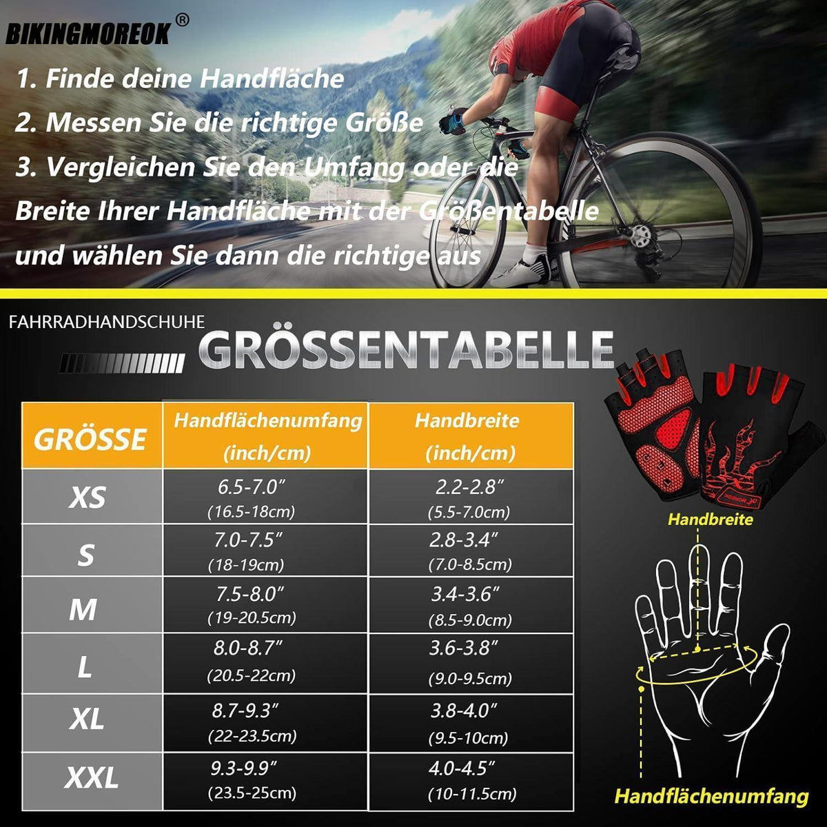 Fahrradhandschuhe Halbfinger Rot M atmungsaktiv Gel-Polster