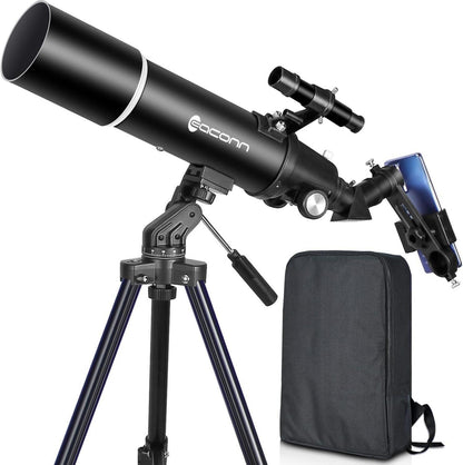 Astronomie Teleskop 80mm Blende Refraktor BAK4 Stativ Tragetasche