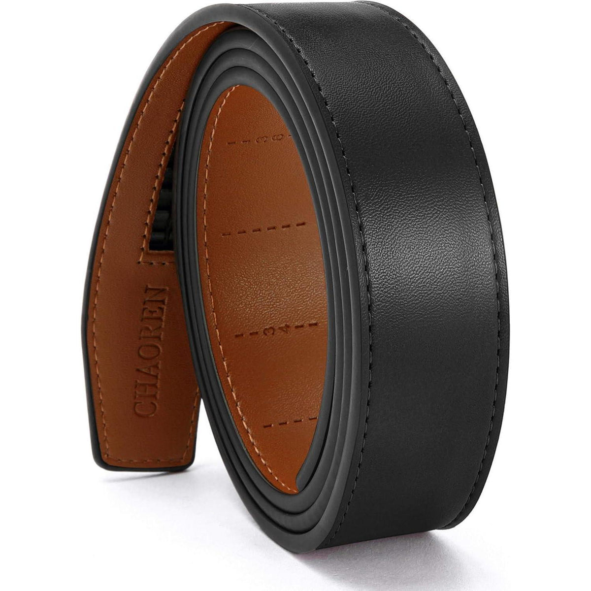 Herren Gürtel Automatik ohne Schnalle 35mm Schwarz 100-110cm in Lederoptik