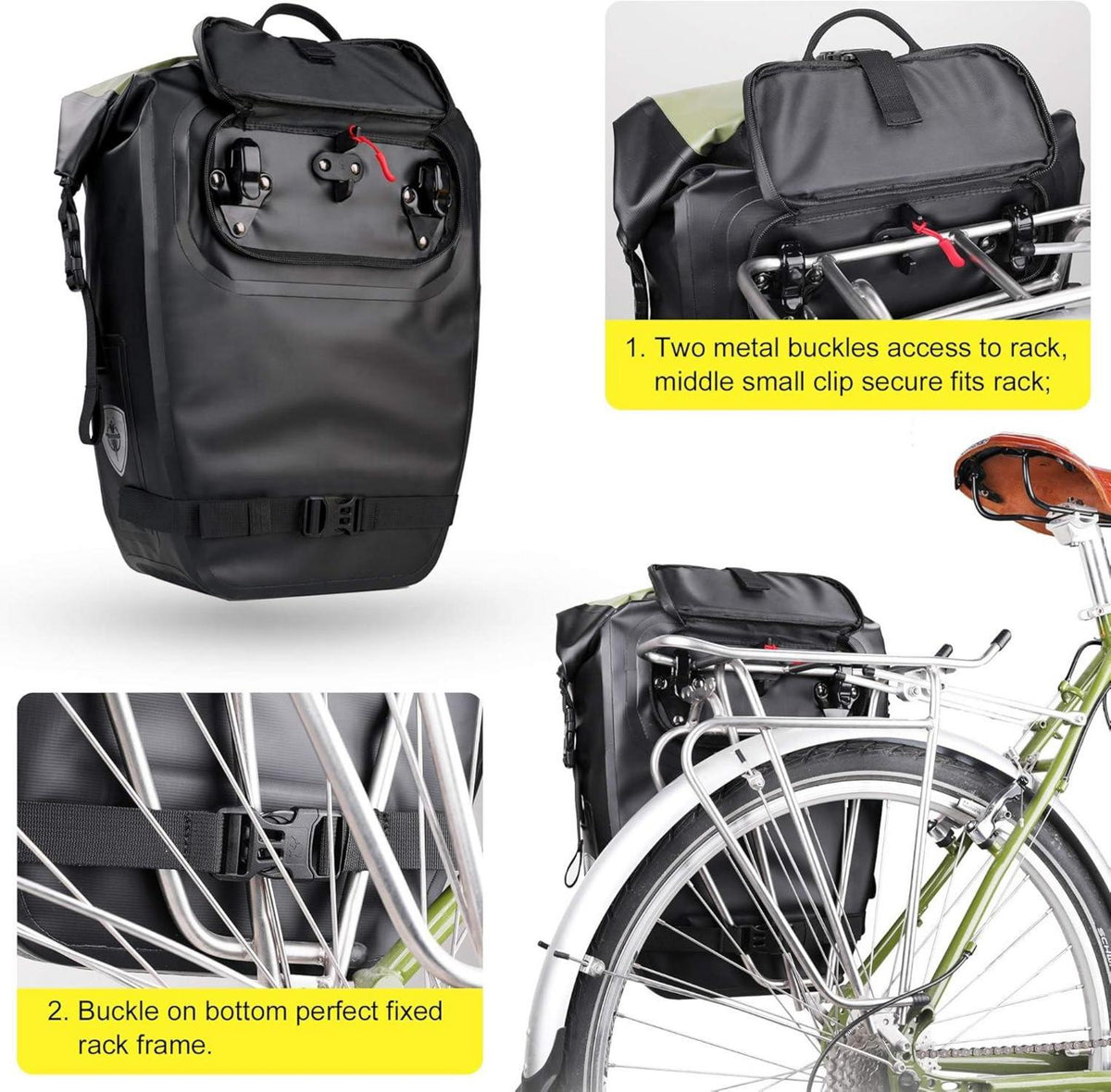 3-in-1 Fahrradtasche 27-30L Wasserdicht Rucksack Umhängetasche
