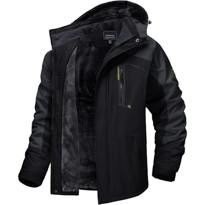 Herren Winter Skijacke Fleece Gefüttert Wasserdicht Atmungsaktiv Schwarz Grau 3XL