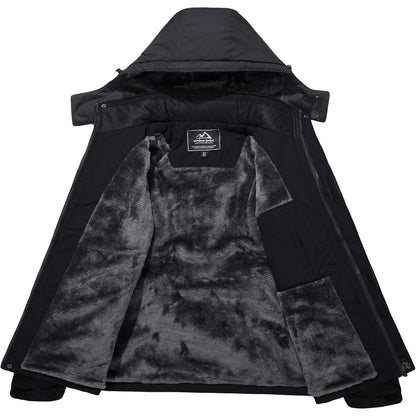 Herren Winter Skijacke Fleece Gefüttert Wasserdicht Atmungsaktiv Schwarz Grau 3XL