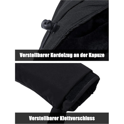 Herren Winter Skijacke Fleece Gefüttert Wasserdicht Atmungsaktiv Schwarz Grau 3XL