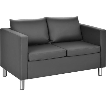 2-Sitzer Sofa mit Kissen – Modernes Wohnzimmer Sofa in Lederoptik