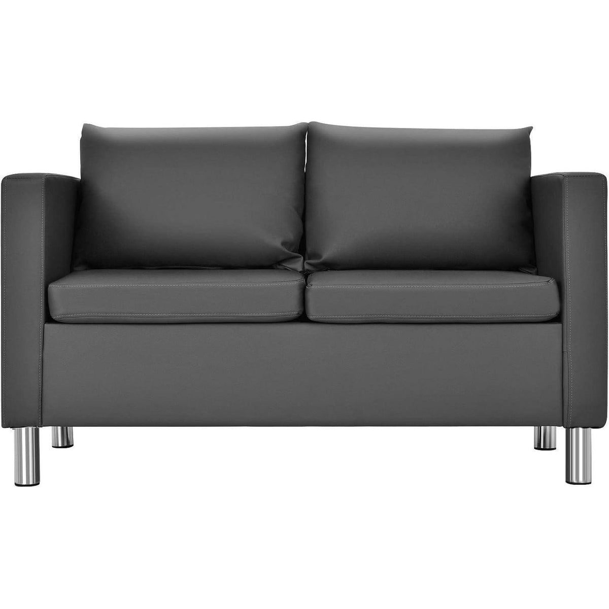 2-Sitzer Sofa mit Kissen – Modernes Wohnzimmer Sofa in Lederoptik