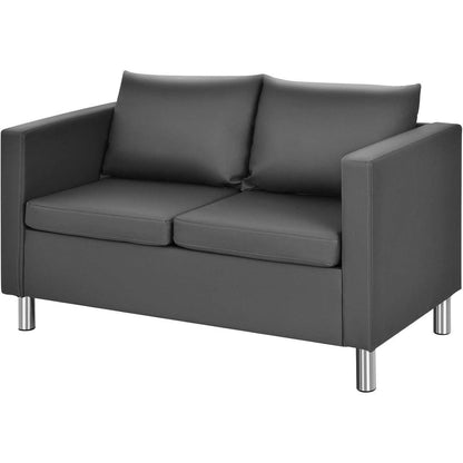 2-Sitzer Sofa mit Kissen – Modernes Wohnzimmer Sofa in Lederoptik