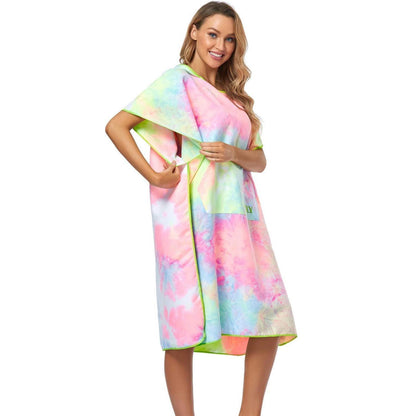 Surf Poncho: Mobile Umkleide & Kuscheliger Bademantel Tiedye