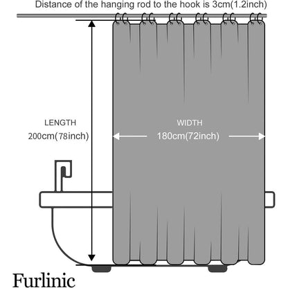 Duschvorhang 180x200cm Stoff Dunkelblau Anti-Schimmel Waschbar