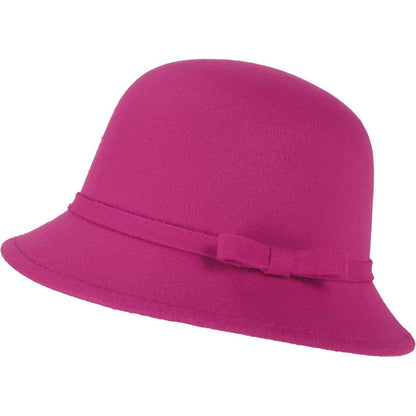 Damen Filz Eimerhut Rosa mit Schleife, verstellbar 56-58cm