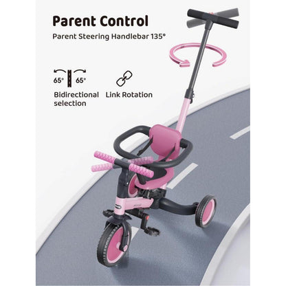5-in-1 Laufrad & Dreirad für Kinder ab 1 Jahr, Rose Pink