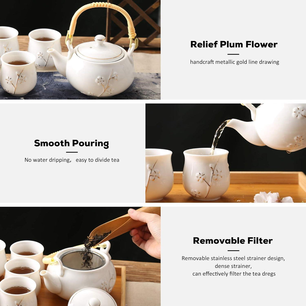 Japanisches Teeservice weißes Porzellan süßes asiatisches Teeservice