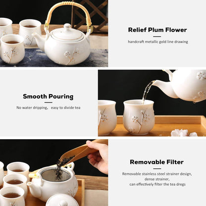 Japanisches Teeservice weißes Porzellan süßes asiatisches Teeservice