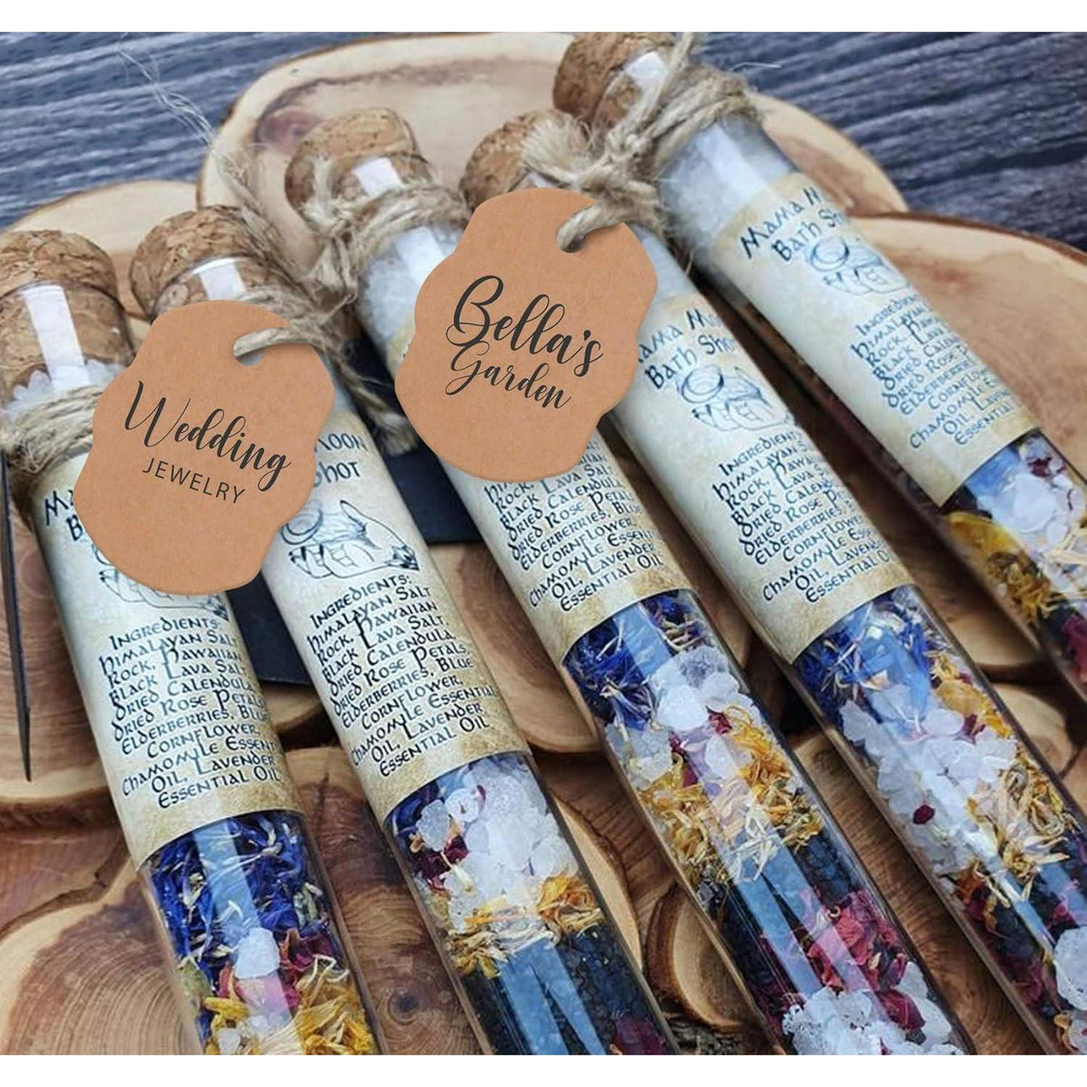 100x Reagenzgläser Kunststoff 20ml mit Korken & Hanfseil