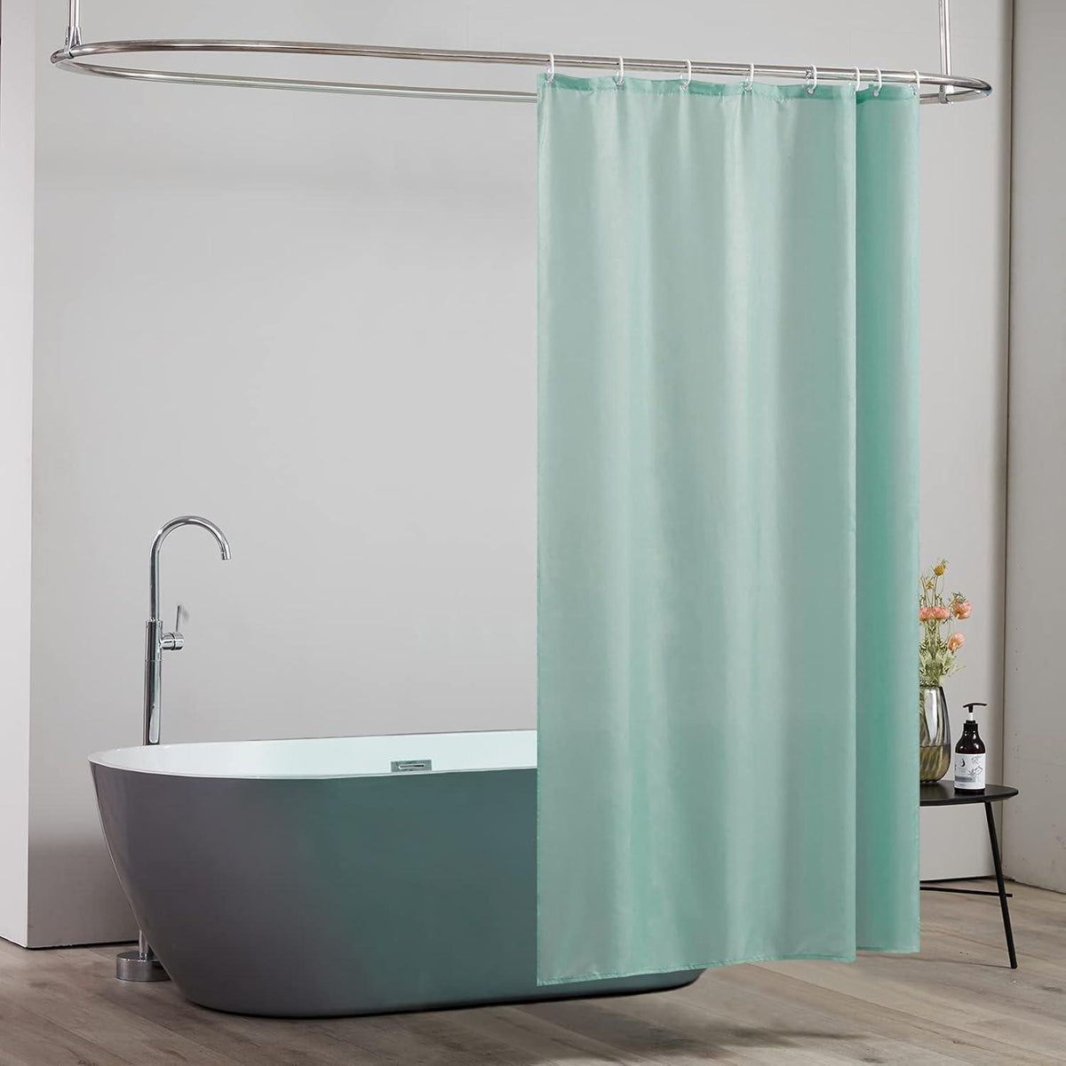 Textil Duschvorhang Minzgrün 120x180 cm Wasserabweisend Waschbar