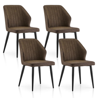 Esszimmerstühle Set 4er Braun – Bequeme Polsterstühle in Lederoptik