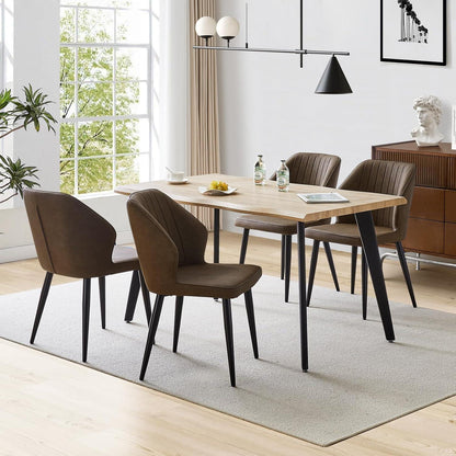 Esszimmerstühle Set 4er Braun – Bequeme Polsterstühle in Lederoptik