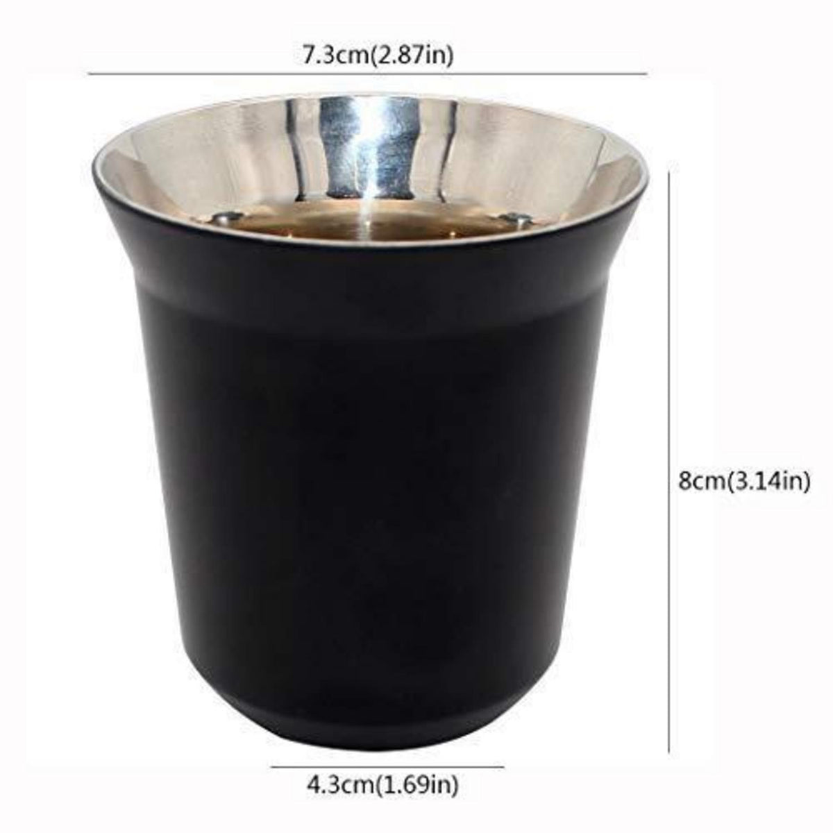 Edelstahl Espresso Tasse, Thermoisoliert 160ml Schwarz