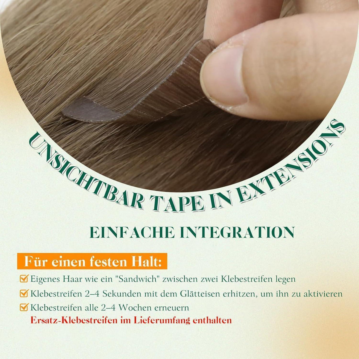 Echthaar Tape Extensions Braun Ombre 50cm – Remy Menschenhaar