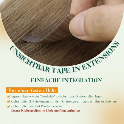 Echthaar Tape Extensions Braun Ombre 50cm – Remy Menschenhaar