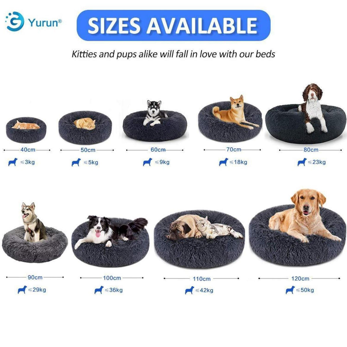 Flauschiges Hundebett rund Rosa 120cm