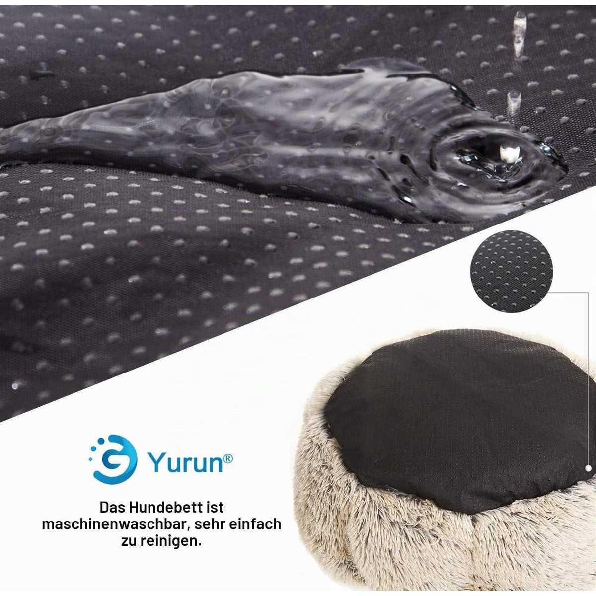 Flauschiges Hundebett rund, Braun 120x120x20cm