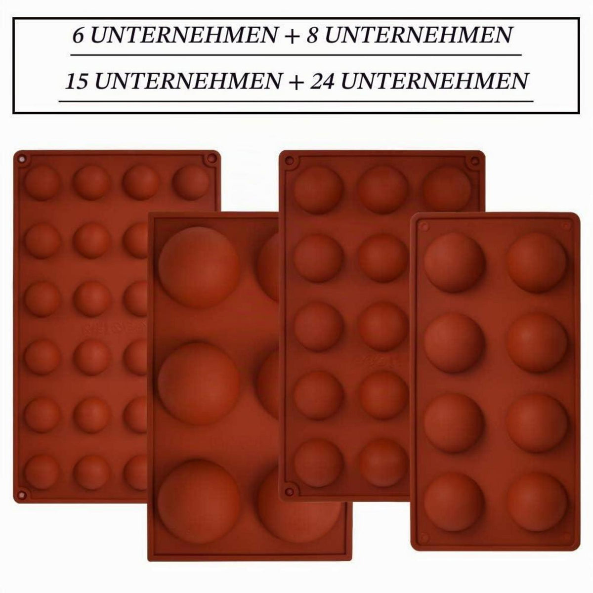 Silikon Schokoladenformen Set 4 Größen – Pralinen, Kuchen, Eis