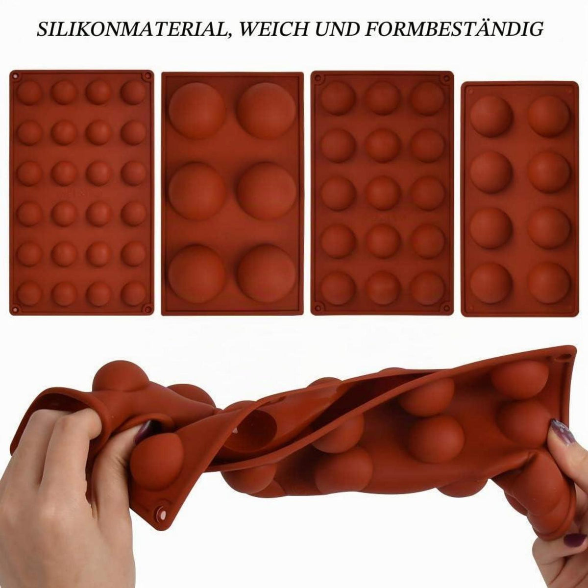 Silikon Schokoladenformen Set 4 Größen – Pralinen, Kuchen, Eis