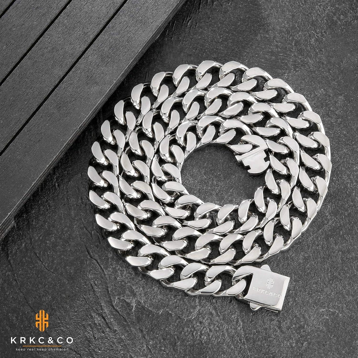 Herren Panzerkette 18K Gold/Weißgold plattiert 14mm Cuban Link Chain