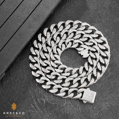 Herren Panzerkette 18K Gold/Weißgold plattiert 14mm Cuban Link Chain