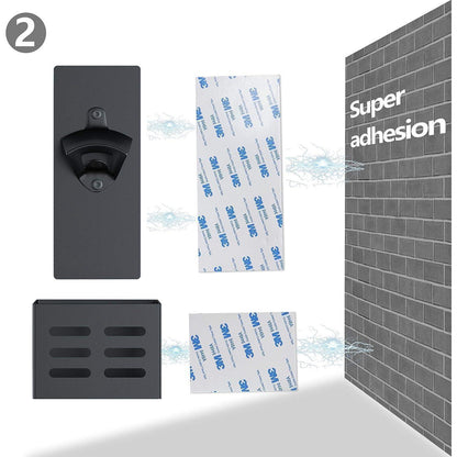 Magnet Flaschenöffner Wandmontage Schwarz