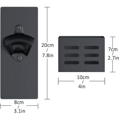 Magnet Flaschenöffner Wandmontage Schwarz