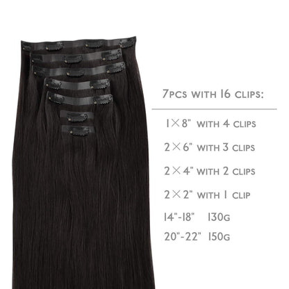 Echthaar Clip-In Extensions Schwarz 35cm - 130g