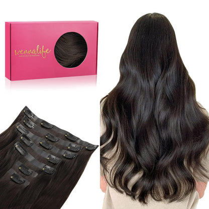 Echthaar Clip-In Extensions Dunkelbraun 45cm 130g