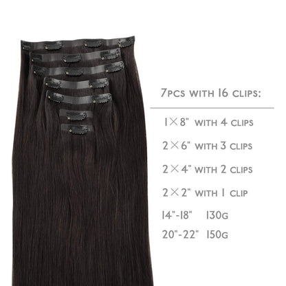 Echthaar Clip-In Extensions Dunkelbraun 45cm 130g