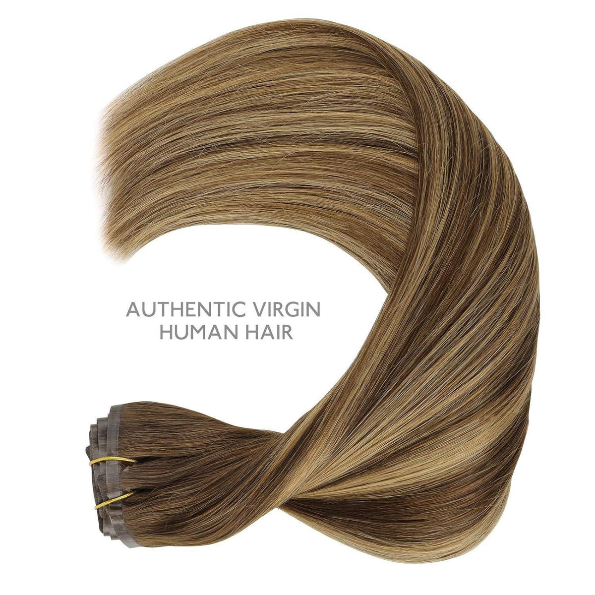 Echthaar Clip-In Extensions Balayage Schoko-Karamell 40cm