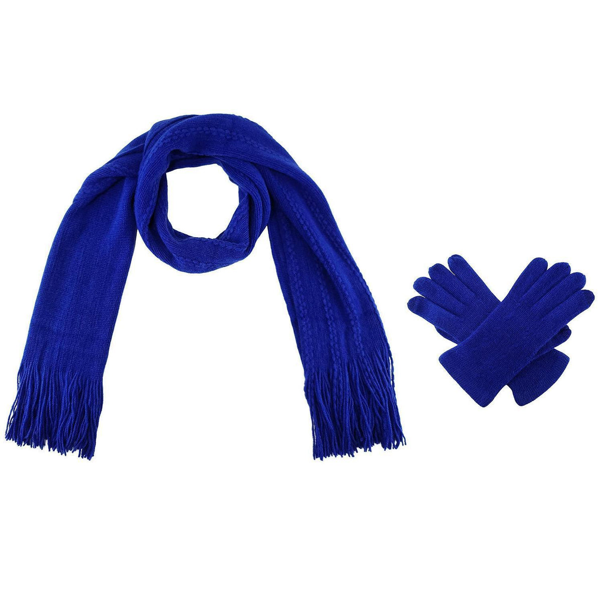 Schal und Handschuh Set Damen Touchscreen Royal Blue